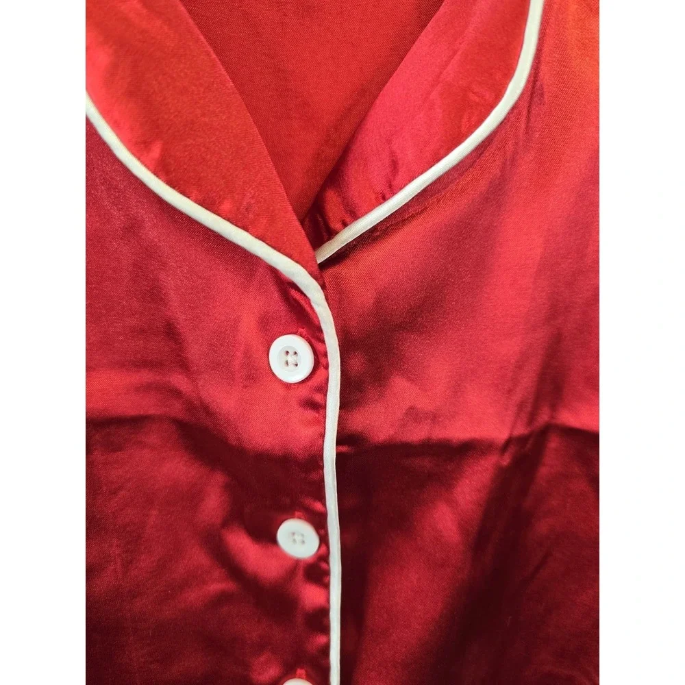 NEW Toddler Satin Pajama Set - Feather‎ Trim Shirt, Pants - Red - Size Ages 2-3